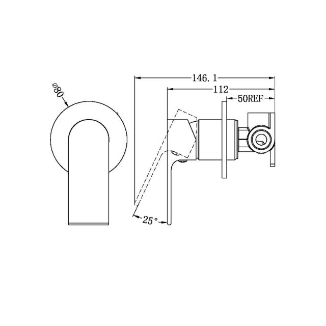 Nero Bianca Shower Mixer 80mm Plate Brushed Bronze