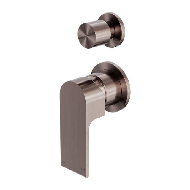 Nero Bianca Shower Mixer With Divertor Separate Back Plate Brushed Bronze