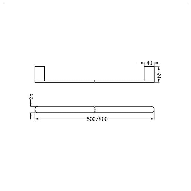 Nero Bianca Single Towel Rail 600mm Brushed Bronze