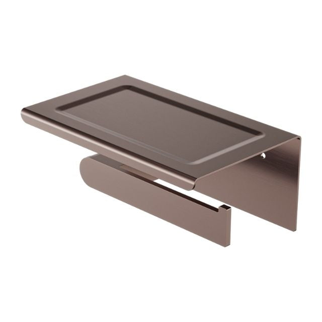 Nero Bianca Toilet Roll Holder With Phone Holder Brushed Bronze