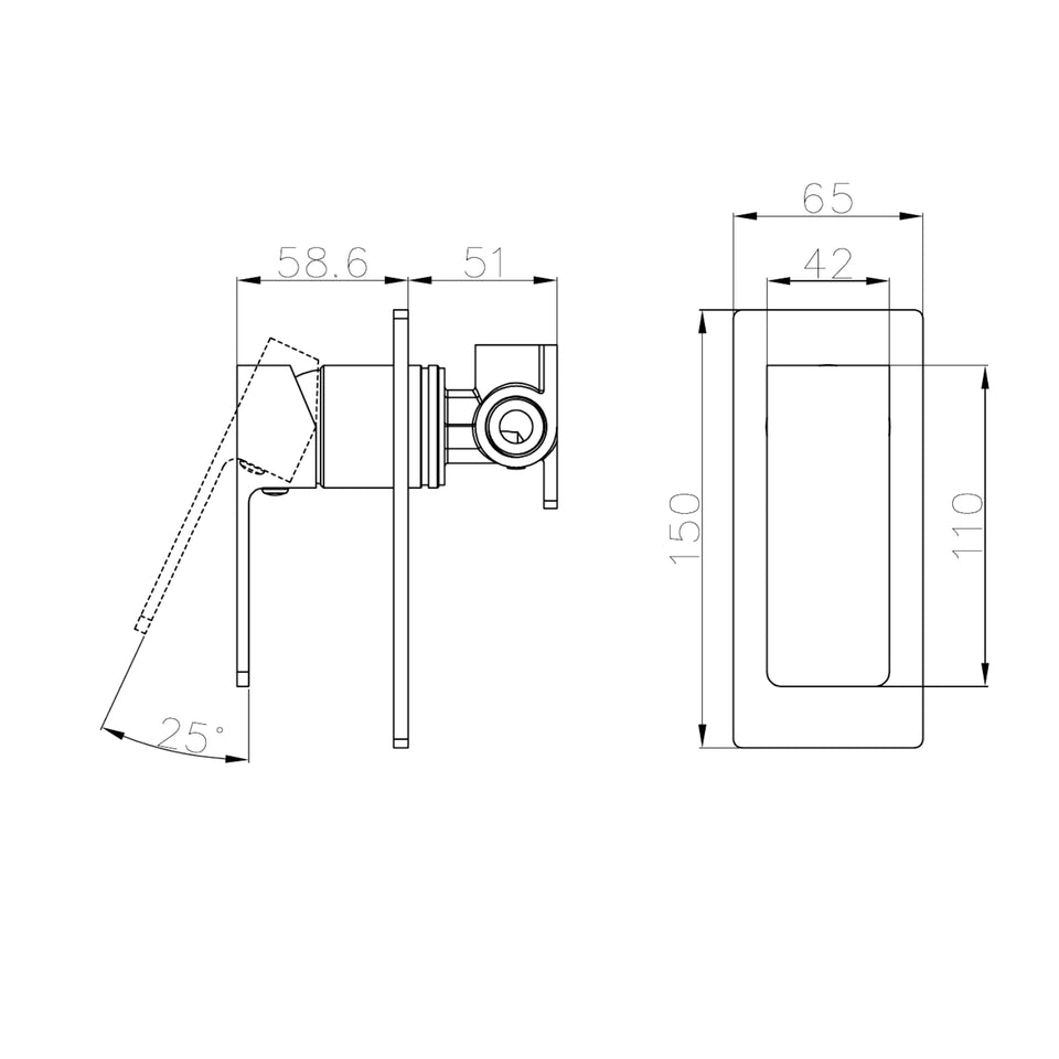 Nero Celia Shower Mixer Rectangular Backplate Matte Black