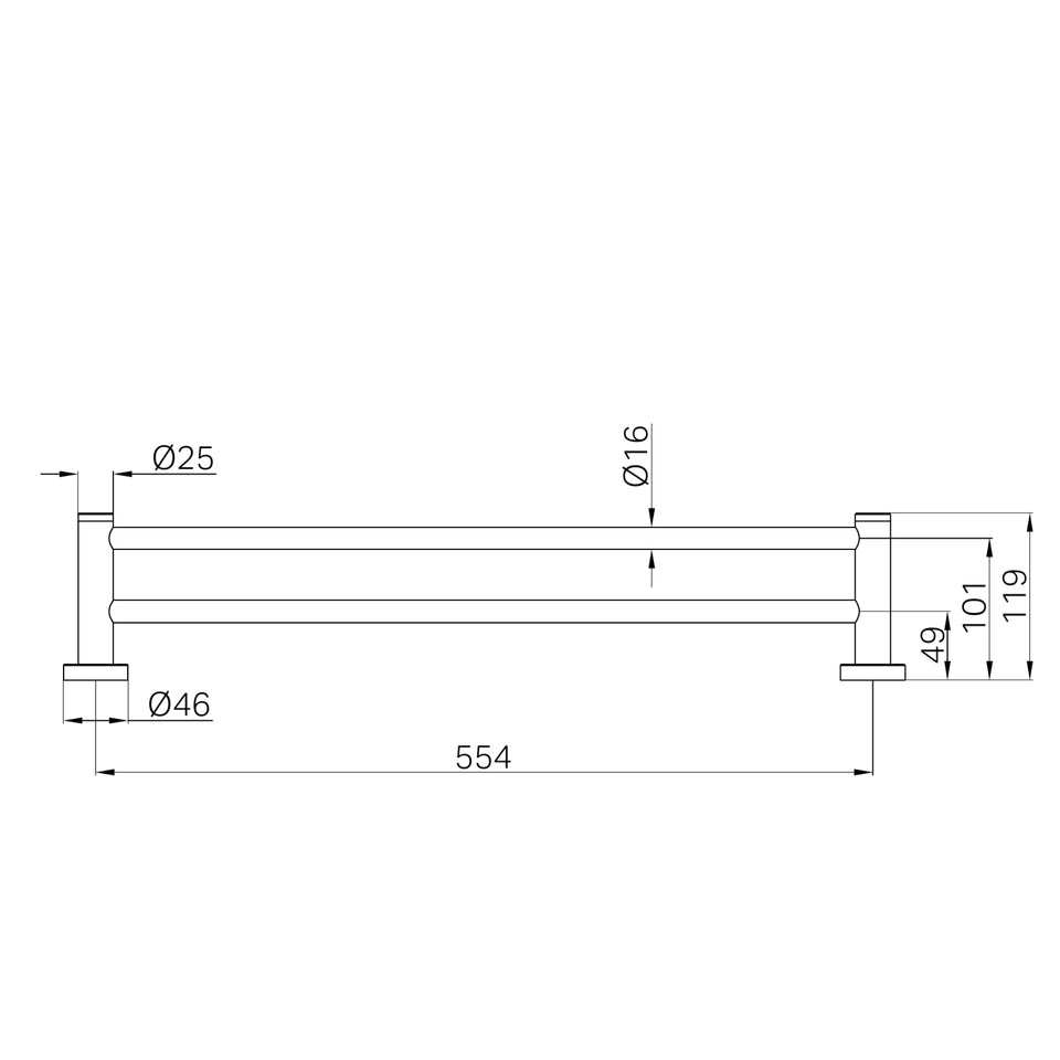Nero Dolce II Double Towel Rail 600mm Gun Metal