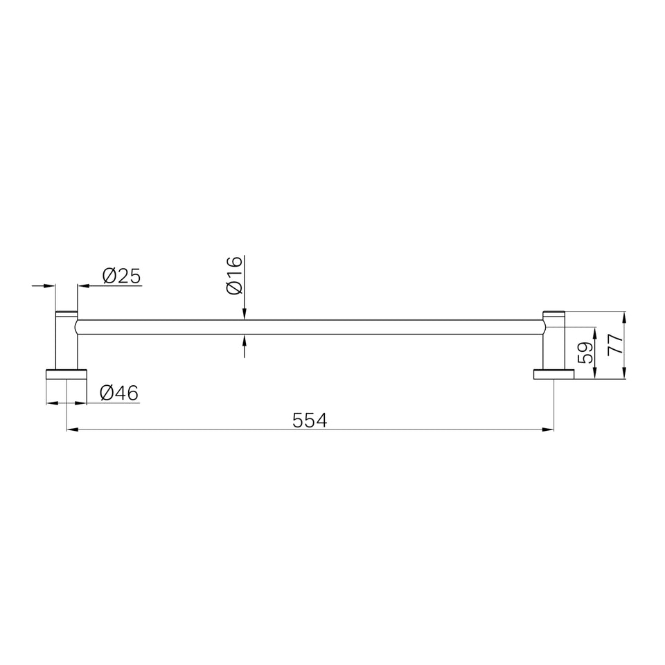 Nero Dolce II Single Towel Rail 600mm Gun Metal