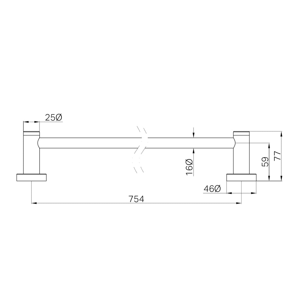Nero Dolce II Single Towel Rail 800mm Gun Metal