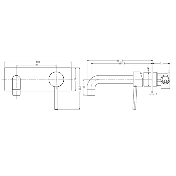 Nero Dolce Wall Basin/Bath Mixer Brushed Nickel