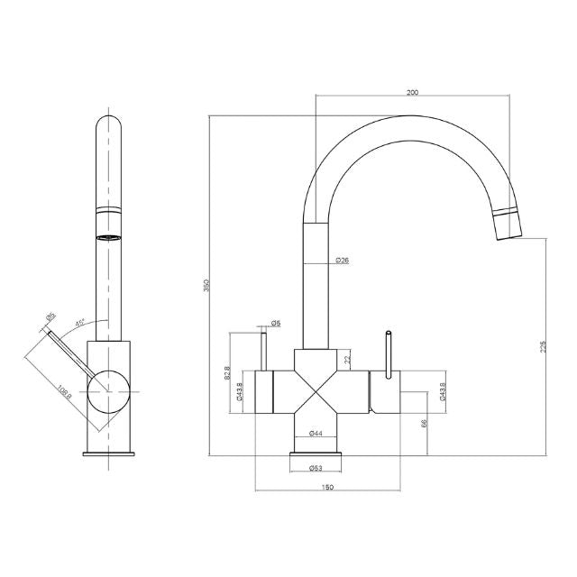 Nero Mecca 3 Way Filtered Mixer Tap Matte Black