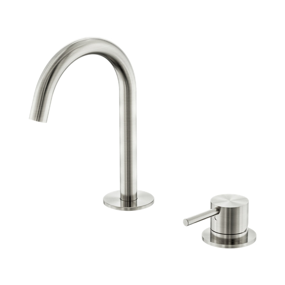 Nero Mecca Hob Basin Mixer Set Arc Spout Brushed Nickel