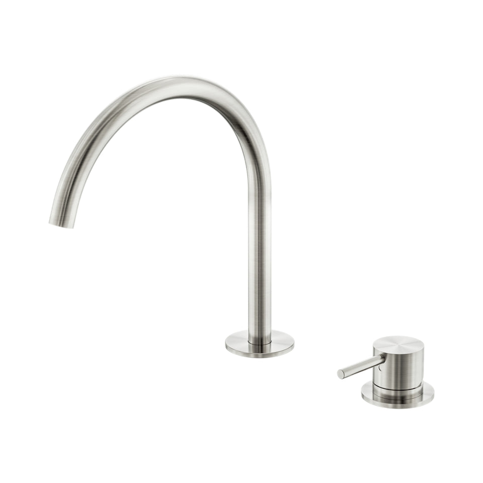 Nero Mecca Hob Bath/Kitchen Mixer Set Arc Spout Brushed Nickel