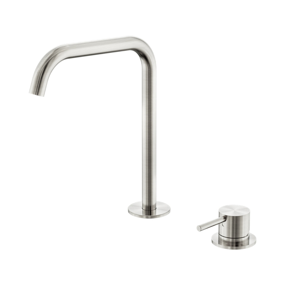 Nero Mecca Hob Bath/Kitchen Mixer Set Edge Spout Brushed Nickel