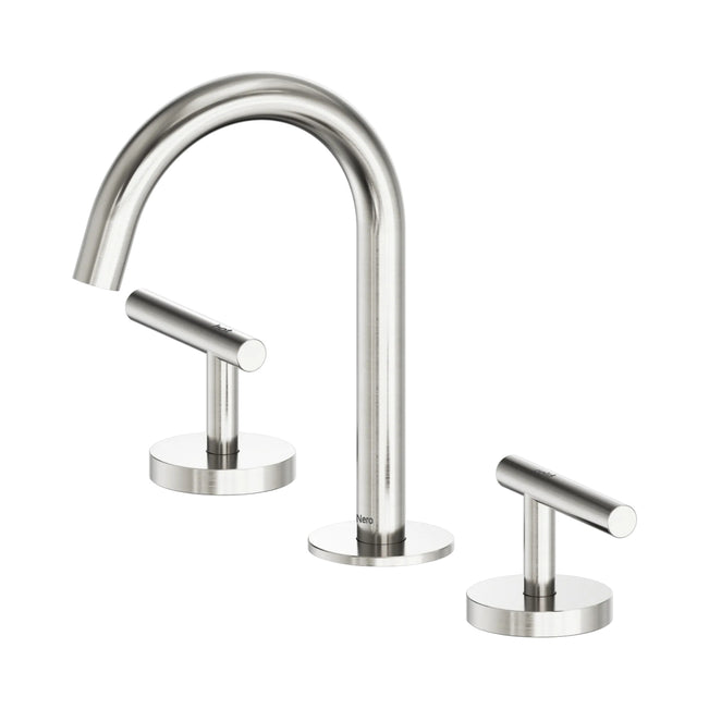 Nero Mecca Lever Basin Set Arc Spout Brushed Nickel 25D002BN - The Blue Space
