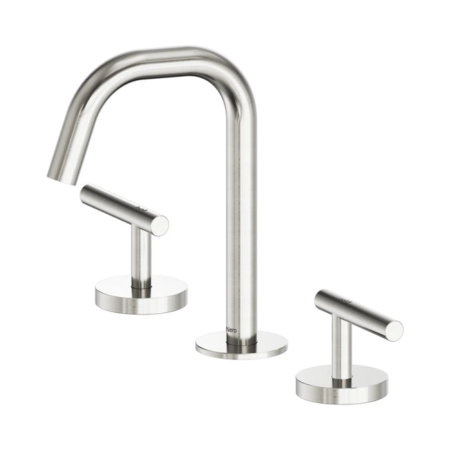 Nero Mecca Lever Basin Set Edge Spout Brushed Nickel 25D001BN - The Blue Space