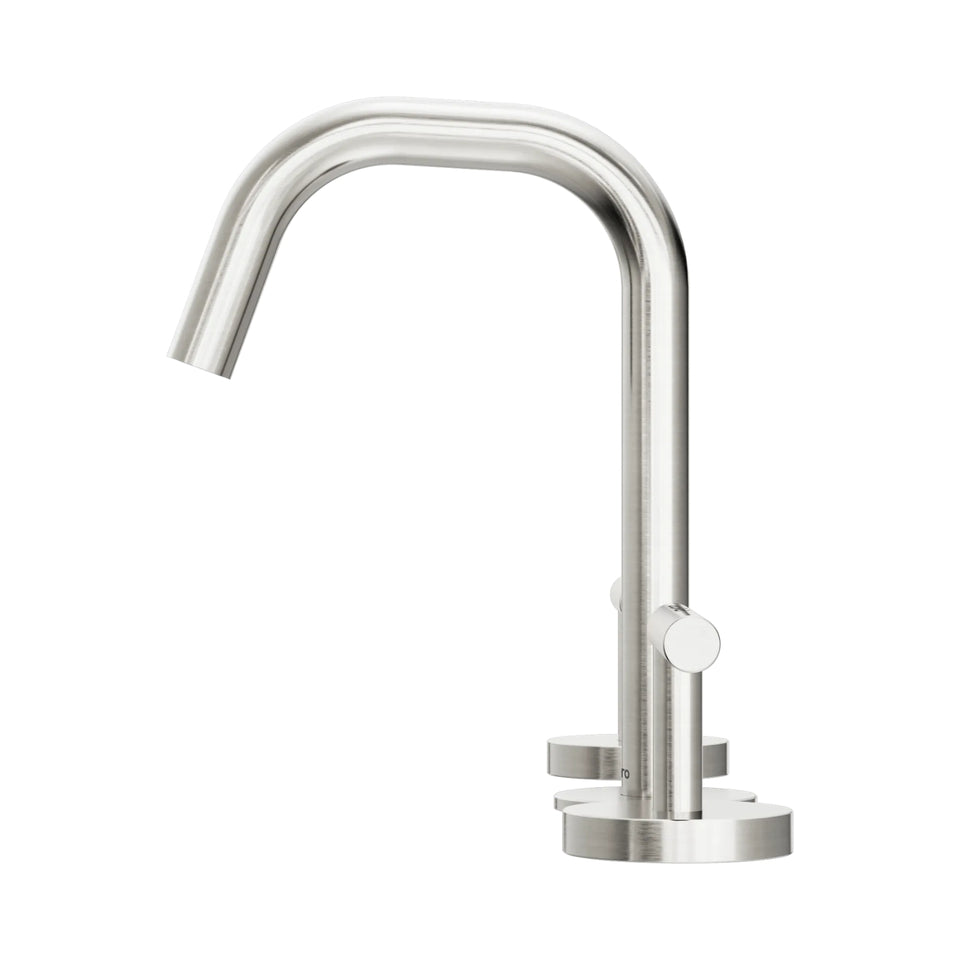 Nero Mecca Lever Basin Set Edge Spout Brushed Nickel