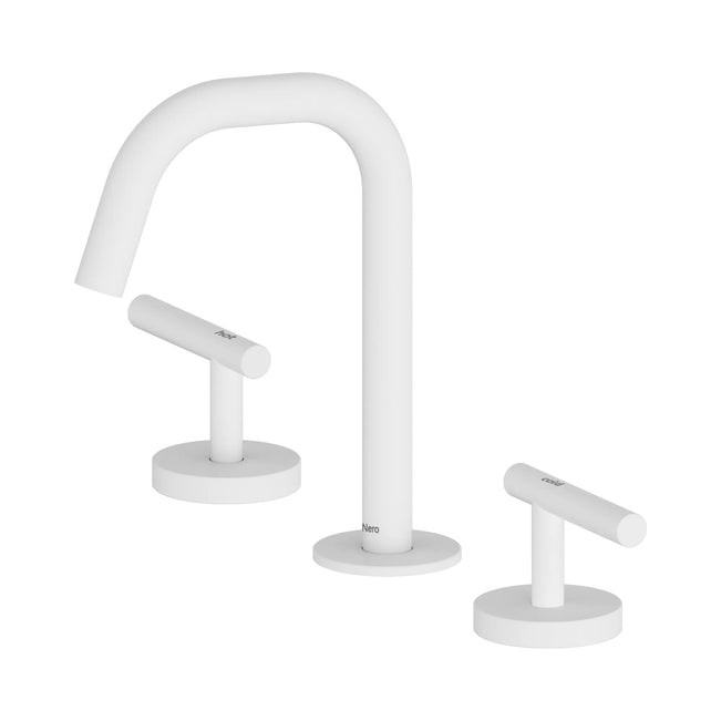 Nero Mecca Lever Basin Set Edge Spout Matte White 25D001MW - The Blue Space