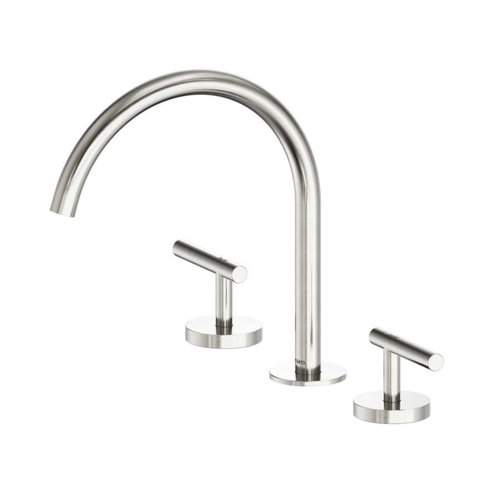 Nero Mecca Lever Bath/Kitchen Set Arc Spout Brushed Nickel