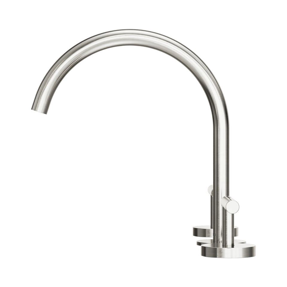 Nero Mecca Lever Bath/Kitchen Set Arc Spout Brushed Nickel