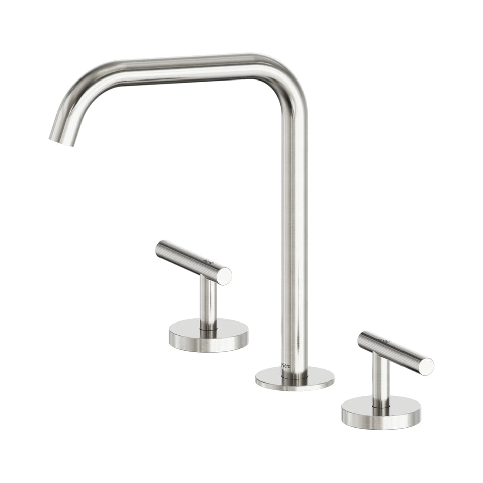 Nero Mecca Lever Bath/Kitchen Set Edge Spout Brushed Nickel