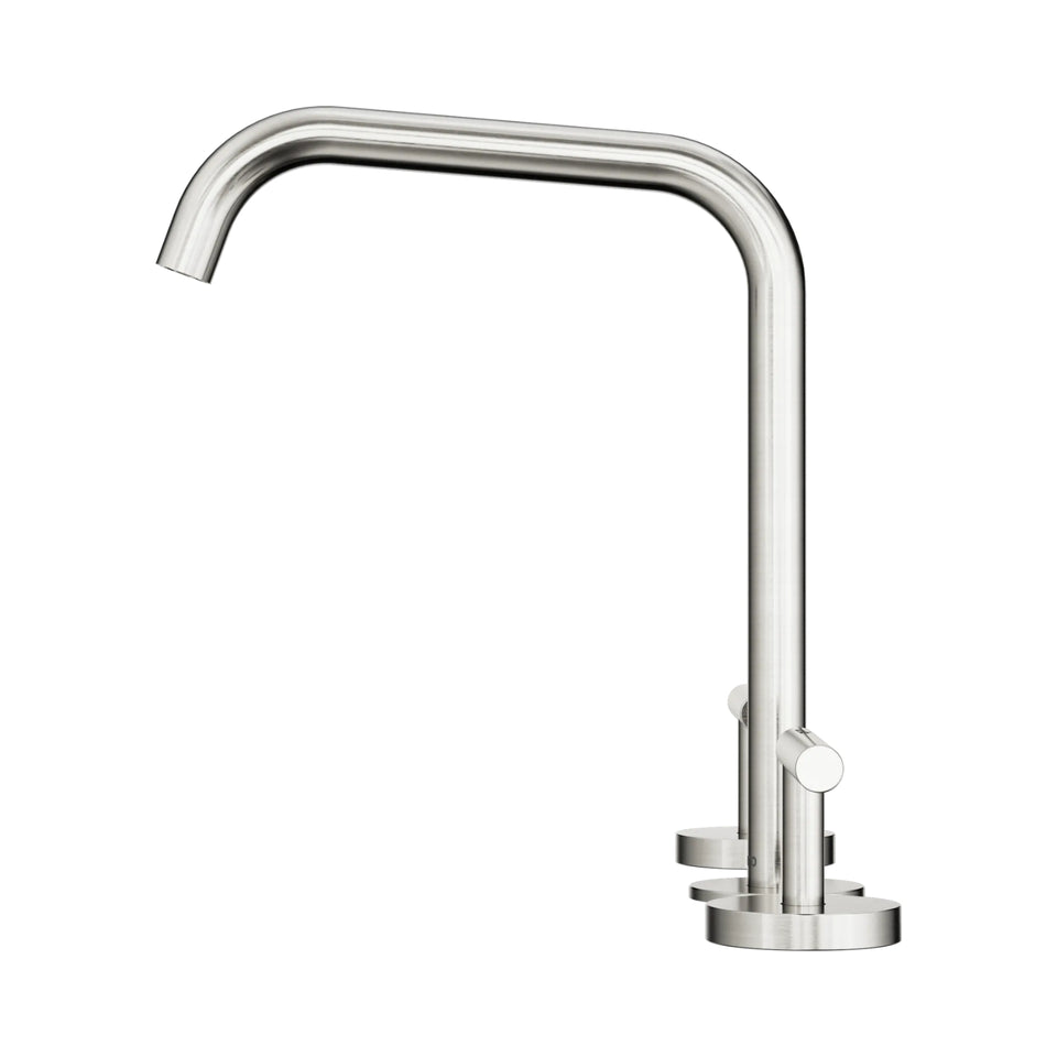 Nero Mecca Lever Bath/Kitchen Set Edge Spout Brushed Nickel