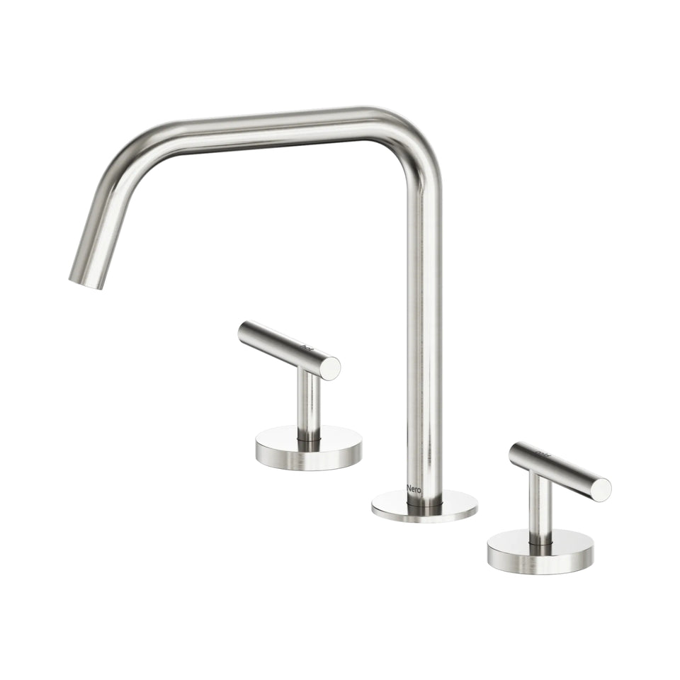Nero Mecca Lever Bath/Kitchen Set Edge Spout II Brushed Nickel