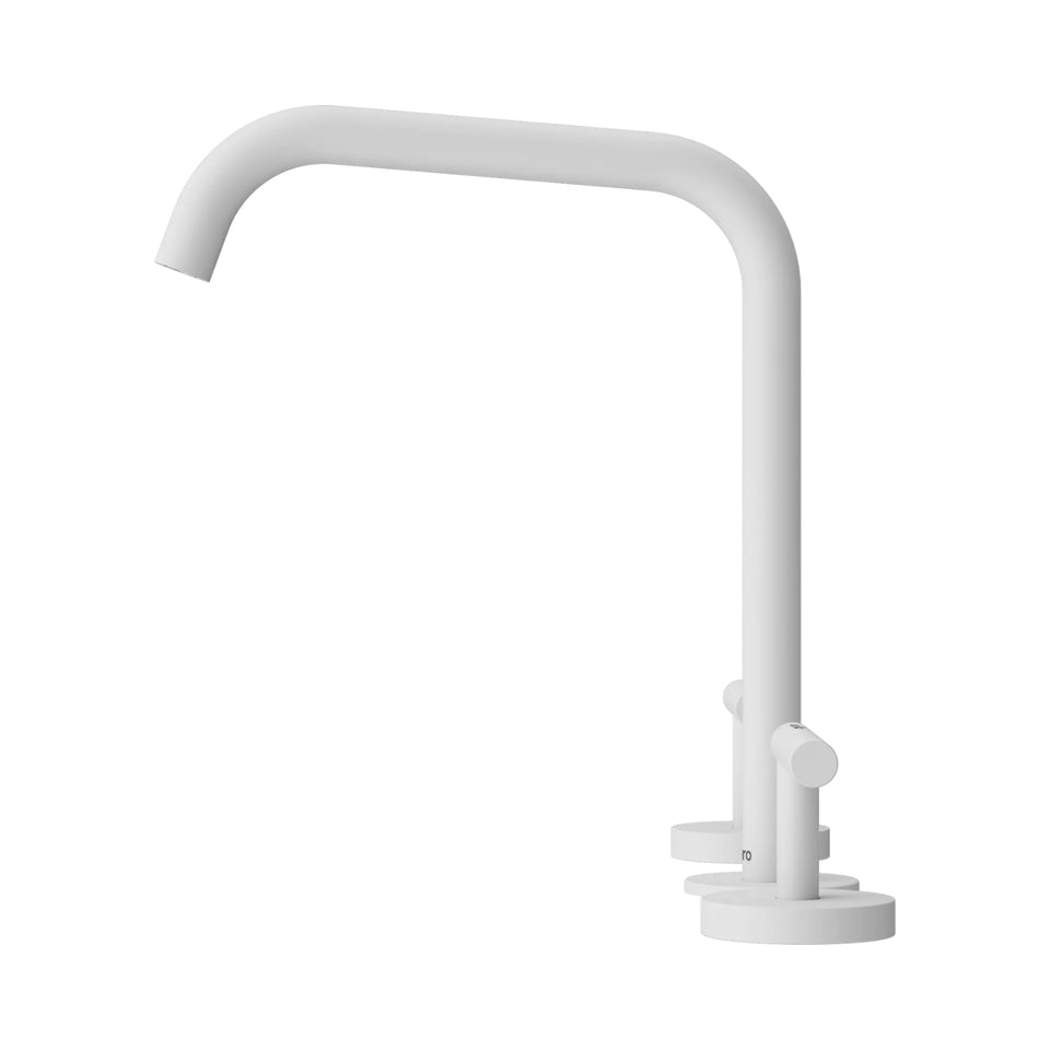 Nero Mecca Lever Bath/Kitchen Set Edge Spout Matte White
