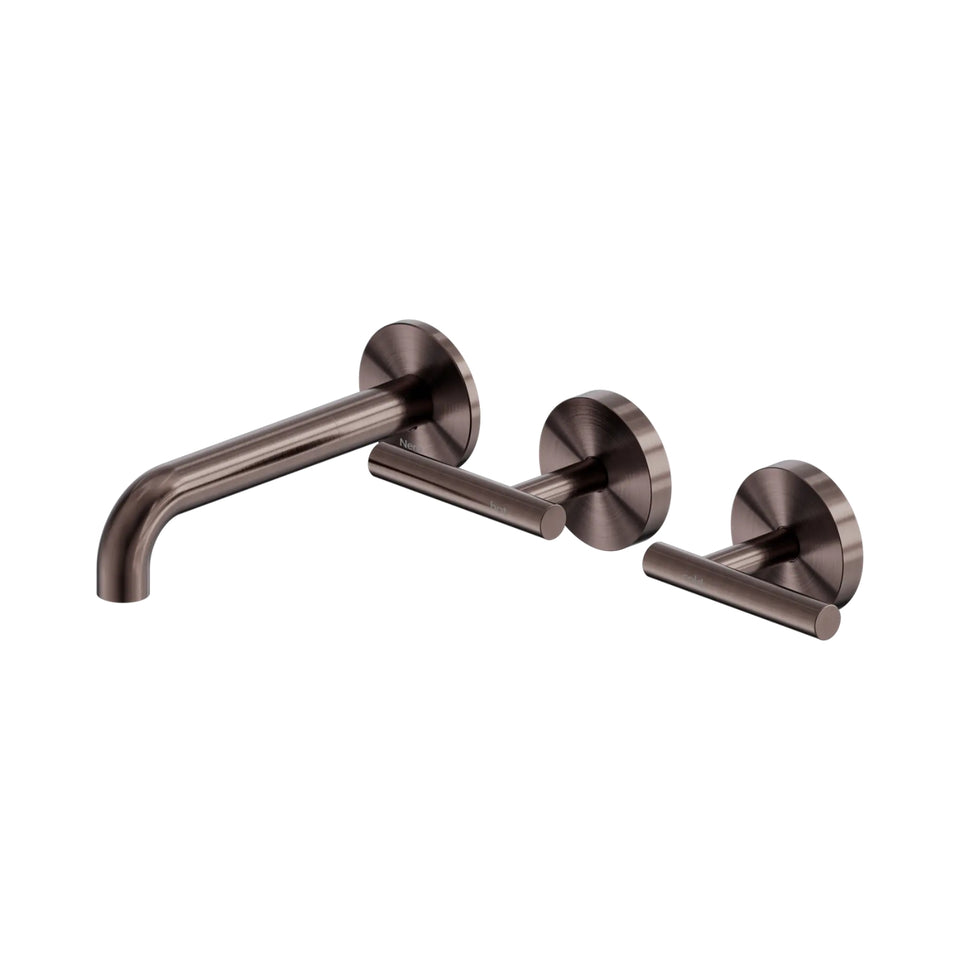 Nero Mecca Lever Wall Basin/Bath Set 160mm Offset Spout Brushed Bronze
