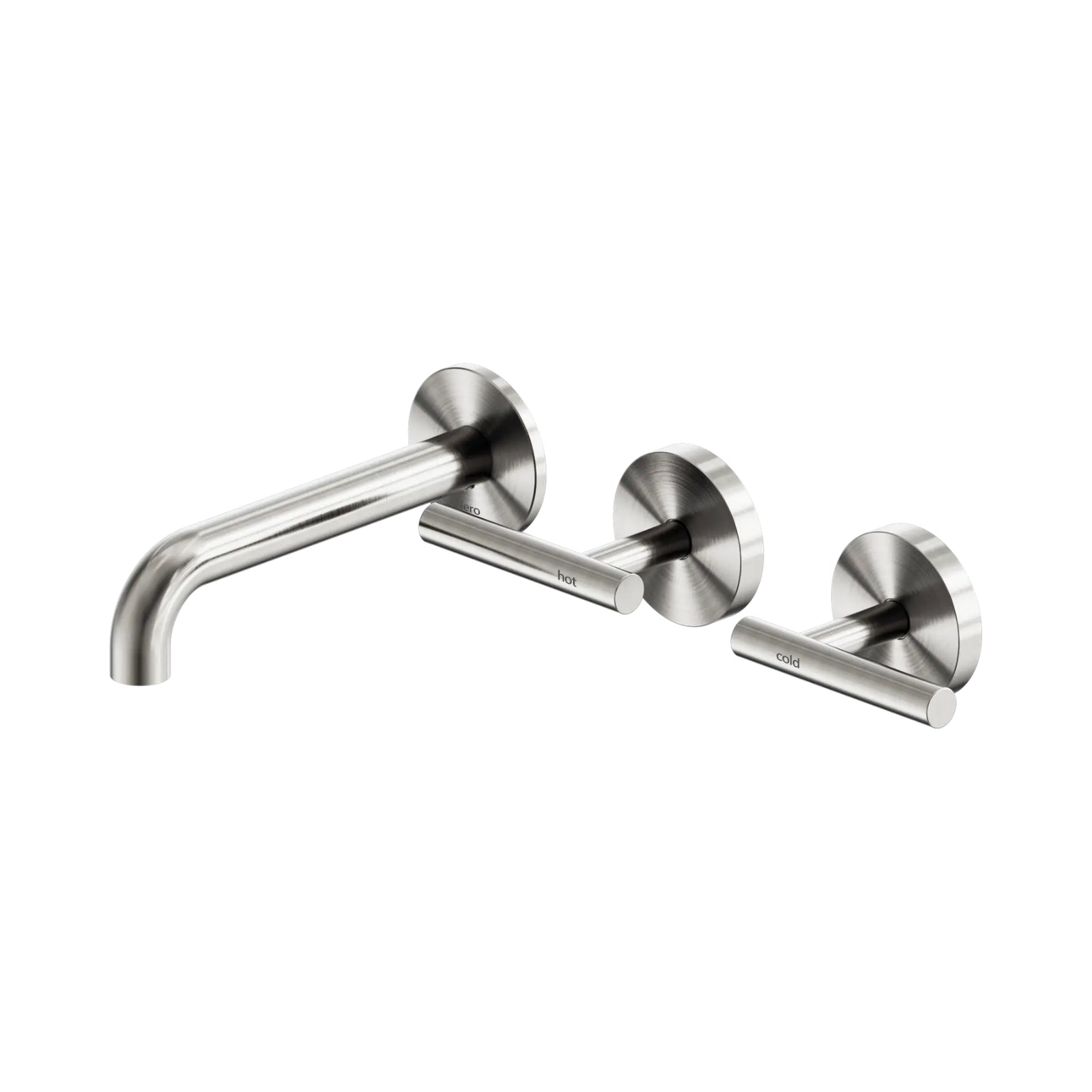 Nero Mecca Lever Wall Basin/Bath Set 160mm Offset Spout Brushed Nickel 25D009BN - The Blue Space