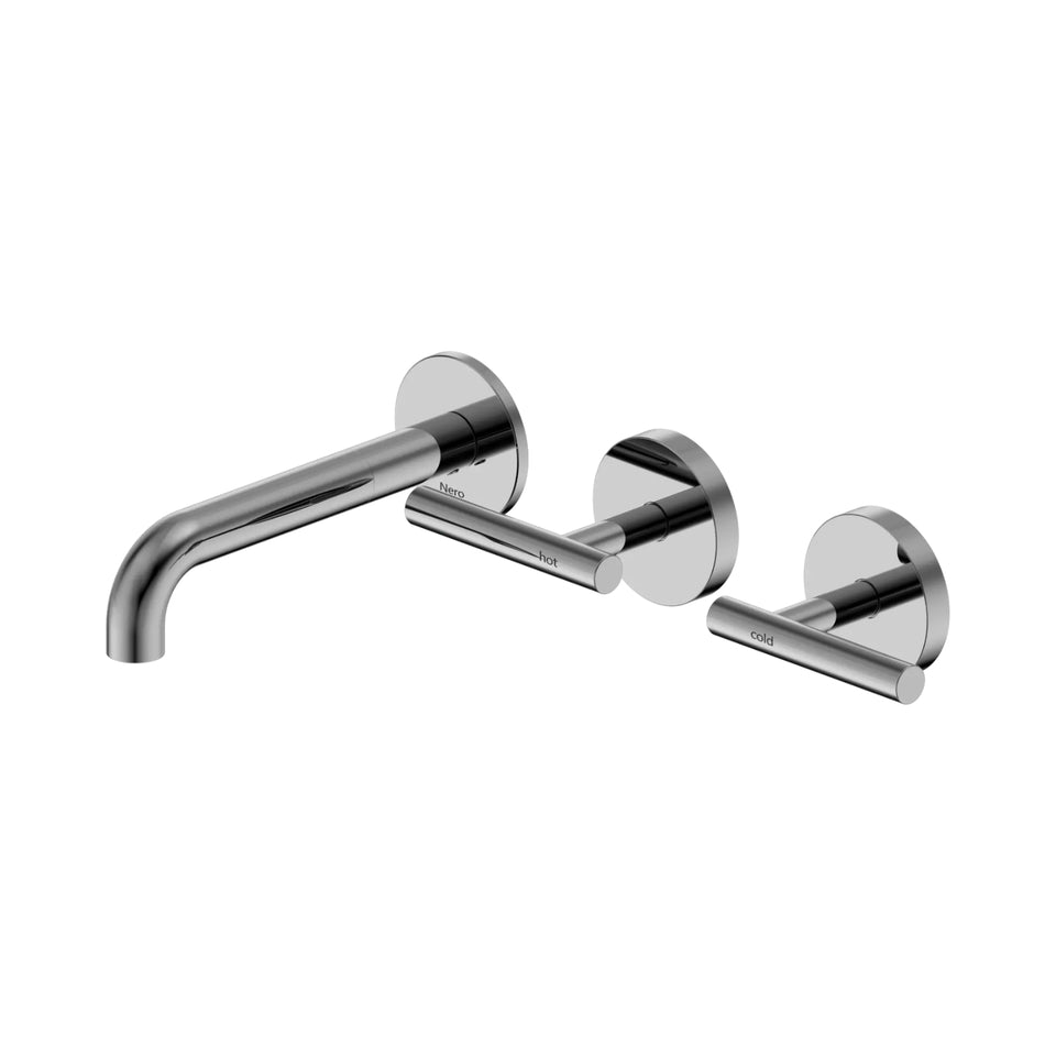 Nero Mecca Lever Wall Basin/Bath Set 160mm Offset Spout Chrome