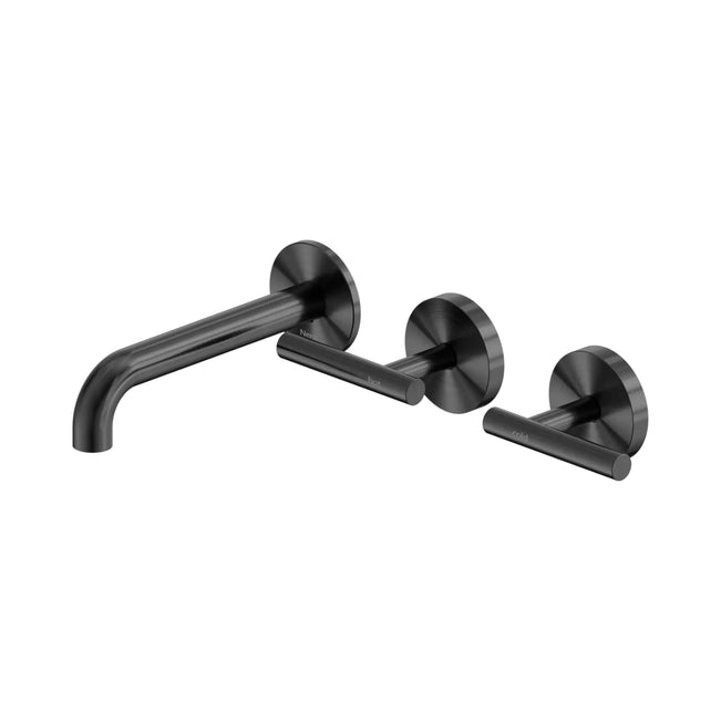 Nero Mecca Lever Wall Basin/Bath Set 160mm Offset Spout Gun Metal 25D009GM - The Blue Space