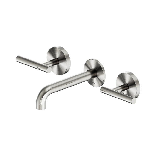 Nero Mecca Lever Wall Basin/Bath Set 160mm Spout Brushed Nickel 25D006BN - The Blue Space