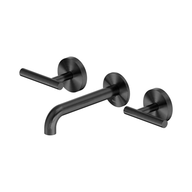 Nero Mecca Lever Wall Basin/Bath Set 160mm Spout Gun Metal 25D006GM - The Blue Space
