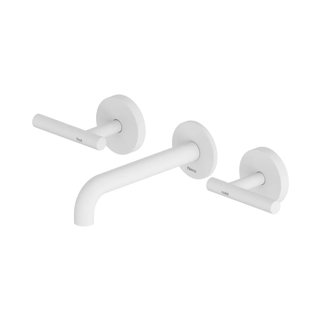 Nero Mecca Lever Wall Basin/Bath Set 160mm Spout Matte White 25D006MW - The Blue Space