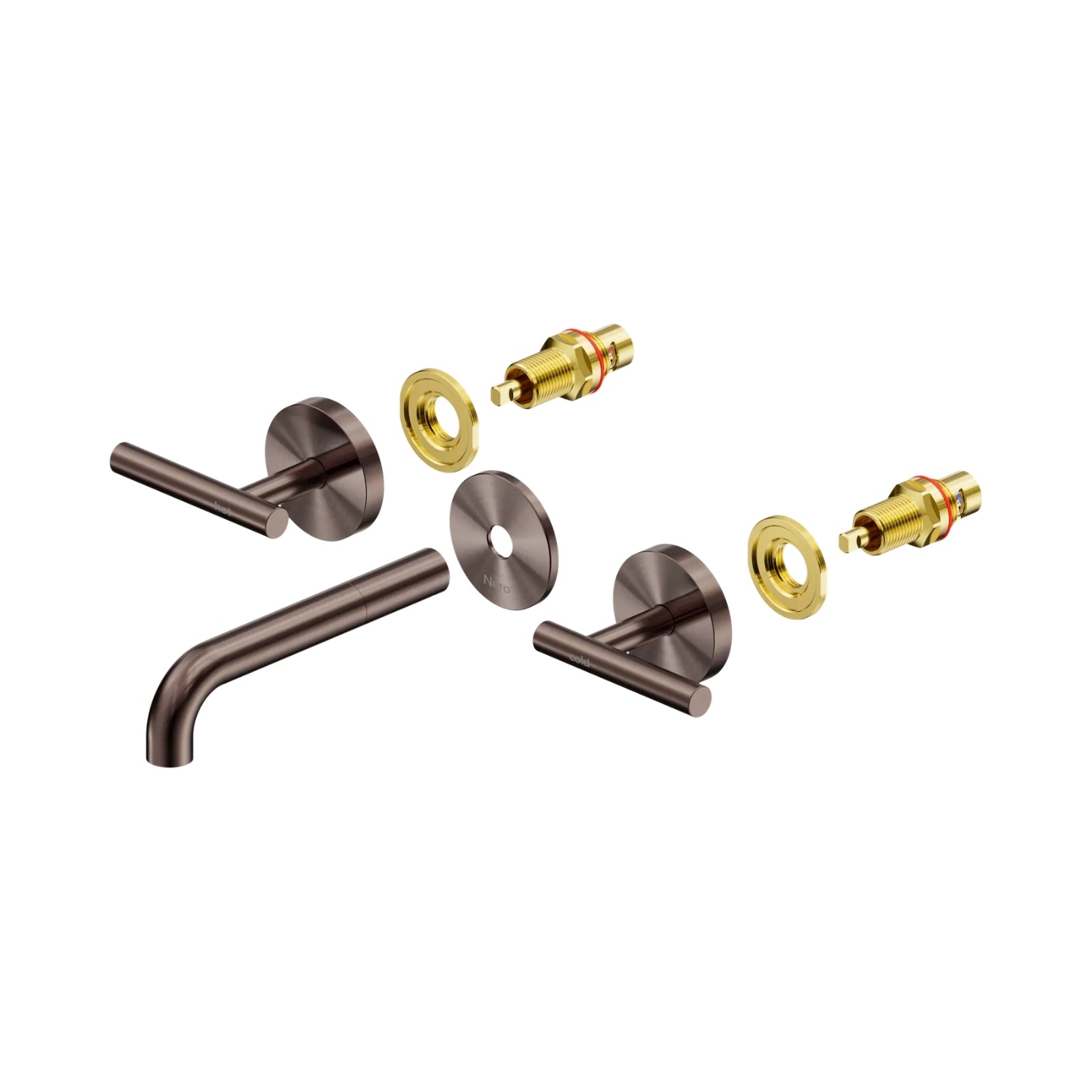 Nero Mecca Lever Wall Basin/Bath Set 160mm Spout Trim kits Only Brushed Bronze 25D019BZ - The Blue Space