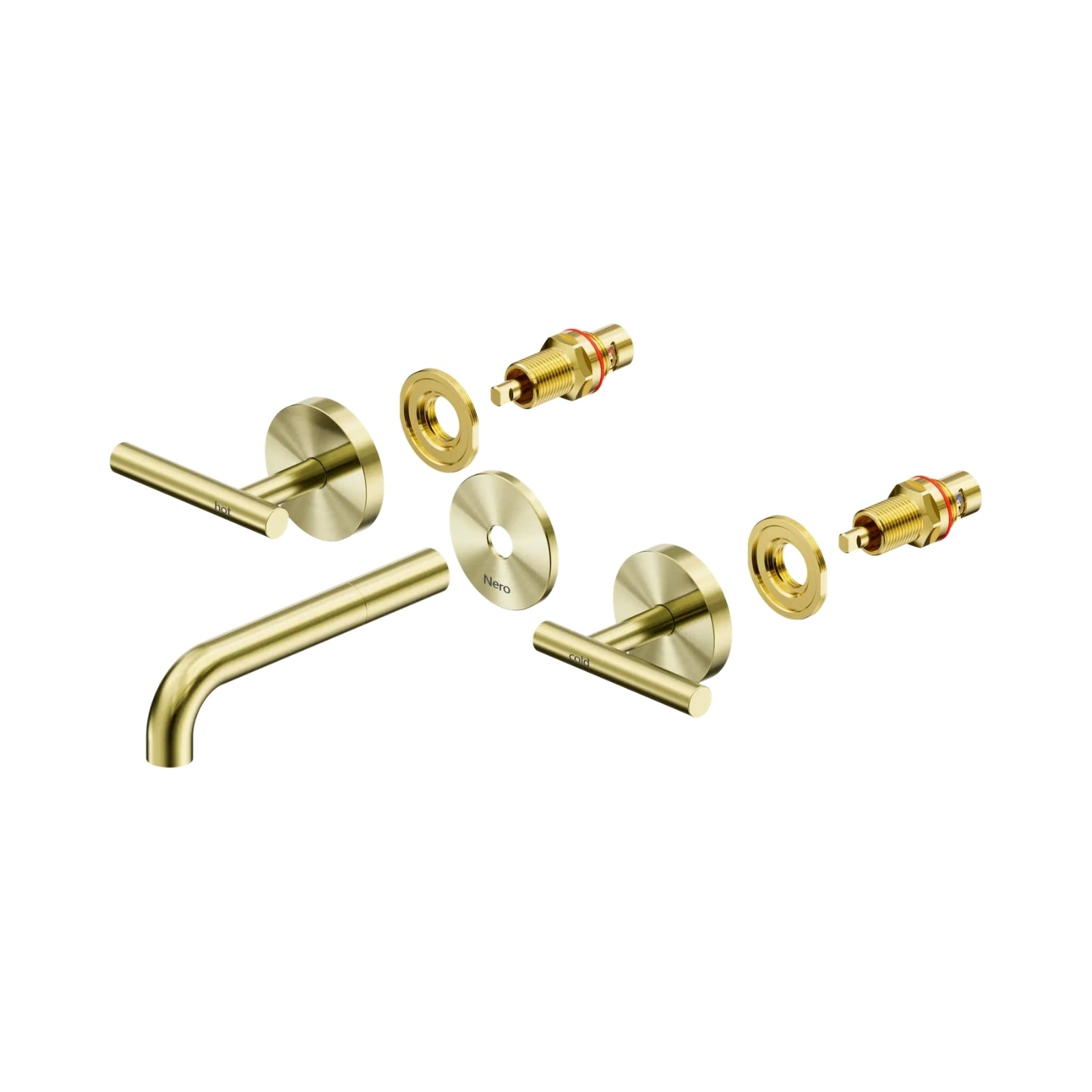 Nero Mecca Lever Wall Basin/Bath Set 160mm Spout Trim kits Only Brushed Gold 25D019BG - The Blue Space