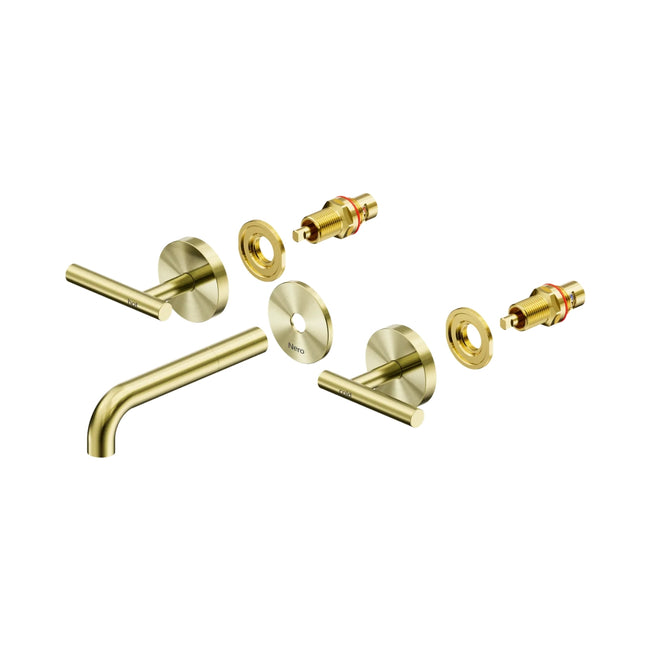 Nero Mecca Lever Wall Basin/Bath Set 160mm Spout Trim kits Only Brushed Gold 25D019BG - The Blue Space