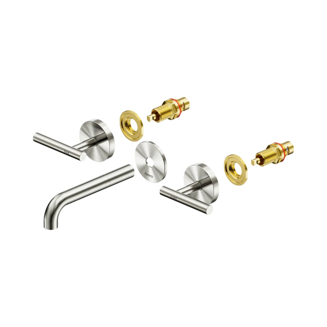 Nero Mecca Lever Wall Basin/Bath Set 160mm Spout Trim kits Only Brushed Nickel 25D019BN - The Blue Space