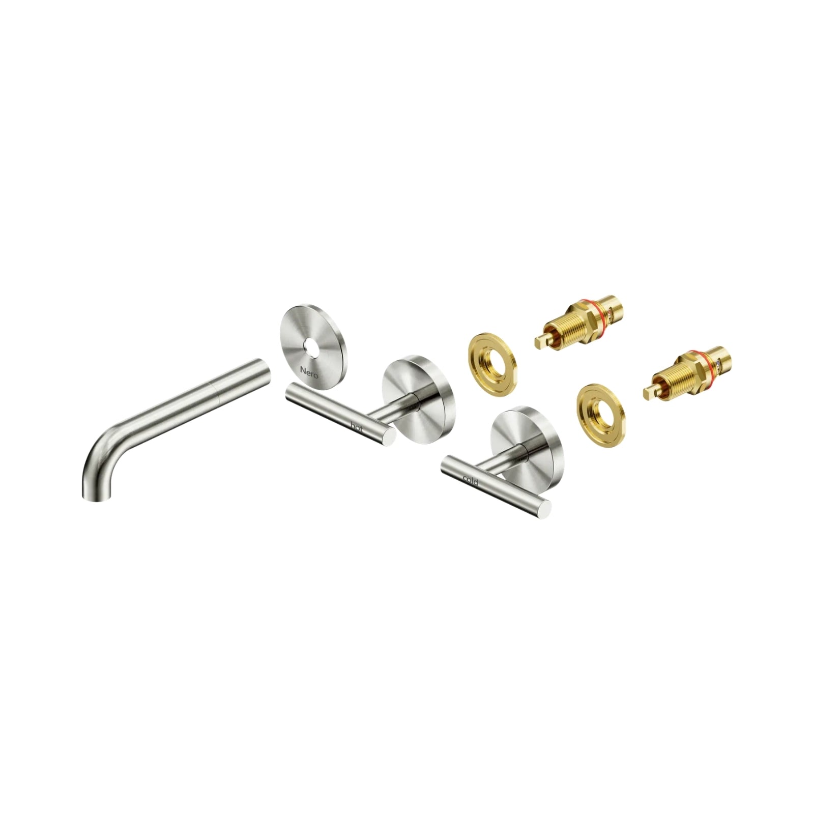 Side Nero Mecca Lever Wall Basin/Bath Set 160mm Spout Trim kits Only Brushed Nickel 25D019BN - The Blue Space