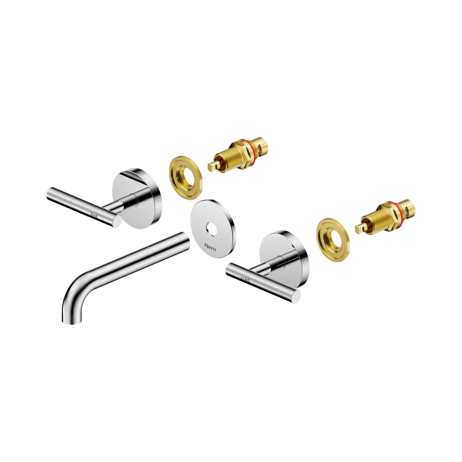 Nero Mecca Lever Wall Basin/Bath Set 160mm Spout Trim kits Only Chrome 25D019CH - The Blue Space
