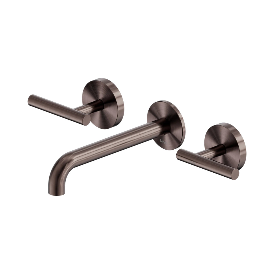 Nero Mecca Lever Wall Basin/Bath Set 185mm Spout Brushed Bronze