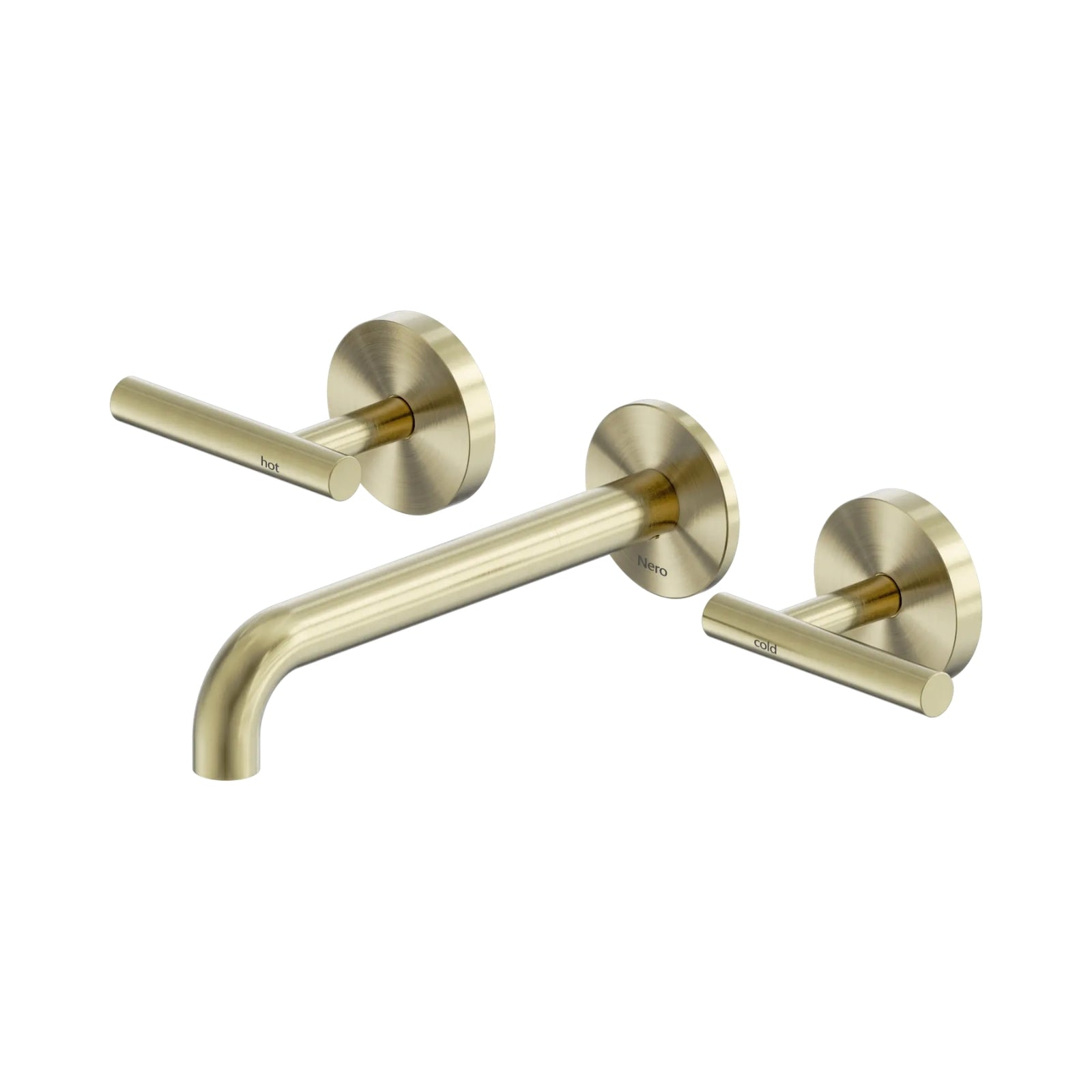 Nero Mecca Lever Wall Basin/Bath Set 185mm Spout Brushed Gold 25D007BG - The Blue Space