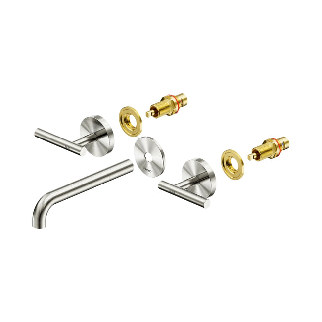 Nero Mecca Lever Wall Basin/Bath Set 185mm Spout Trim kits Only Brushed Nickel 25D020BN - The Blue Space