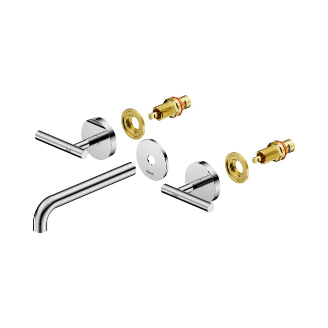 Nero Mecca Lever Wall Basin/Bath Set 185mm Spout Trim kits Only Chrome 25D020CH - The Blue Space