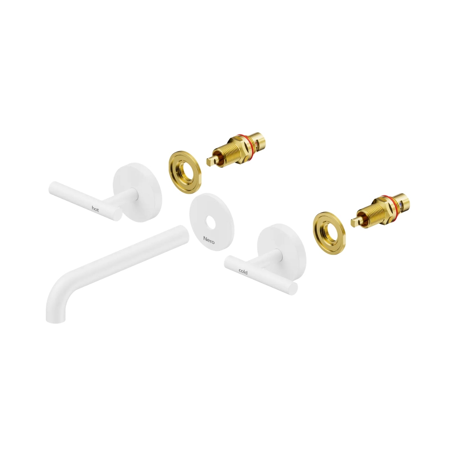 Nero Mecca Lever Wall Basin/Bath Set 185mm Spout Trim kits Only Matte White 25D020MW - The Blue Space