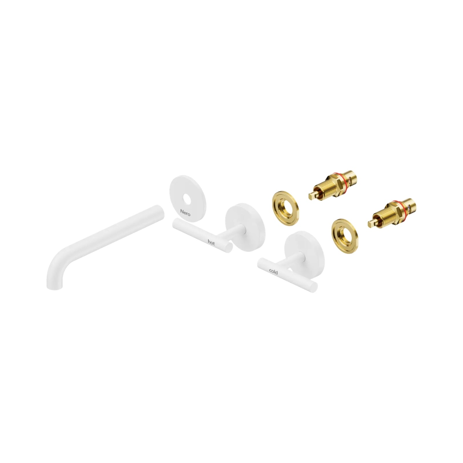 Side Nero Mecca Lever Wall Basin/Bath Set 185mm Spout Trim kits Only Matte White 25D020MW - The Blue Space