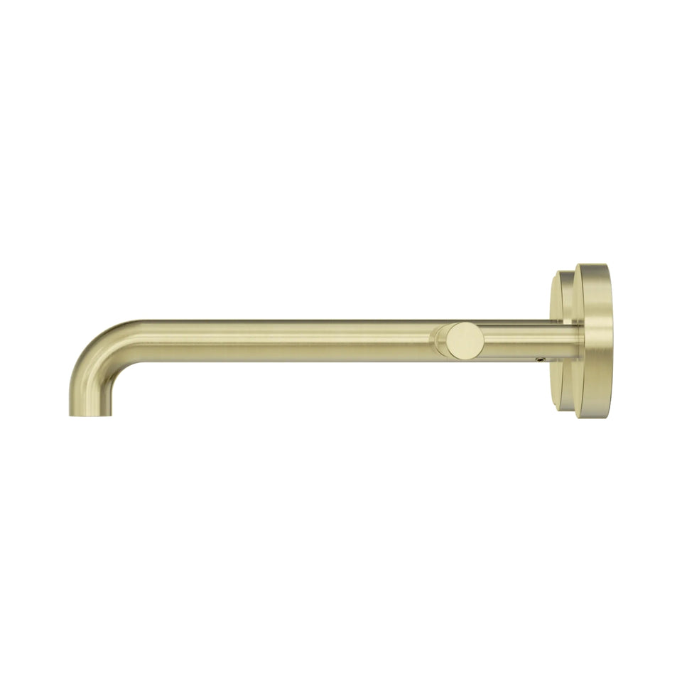 Nero Mecca Lever Wall Basin/Bath Set 220mm Offset Spout Brushed Gold