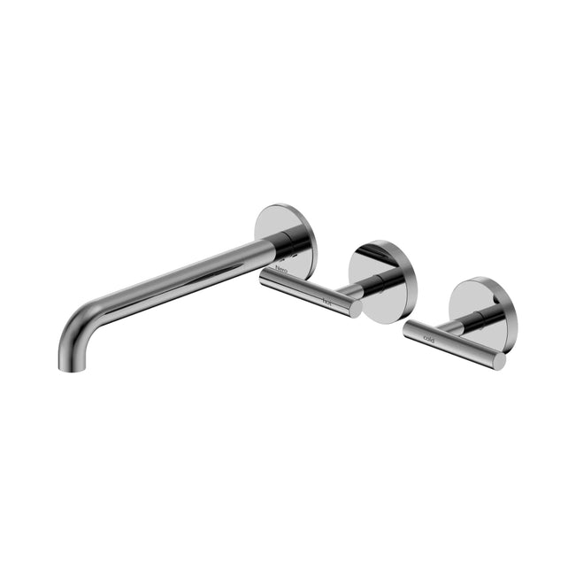 Nero Mecca Lever Wall Basin/Bath Set 220mm Offset Spout Chrome 25D011CH - The Blue Space