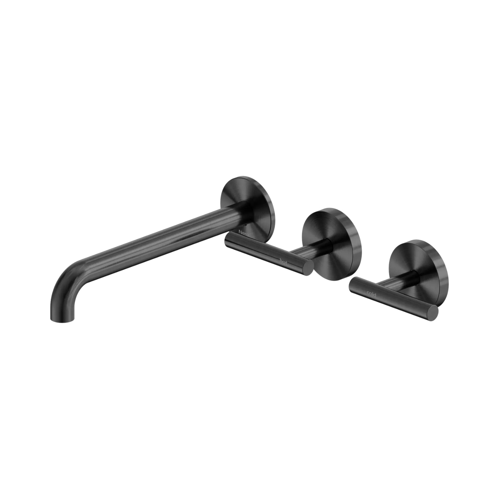Nero Mecca Lever Wall Basin/Bath Set 220mm Offset Spout Gun Metal 25D011GM - The Blue Space