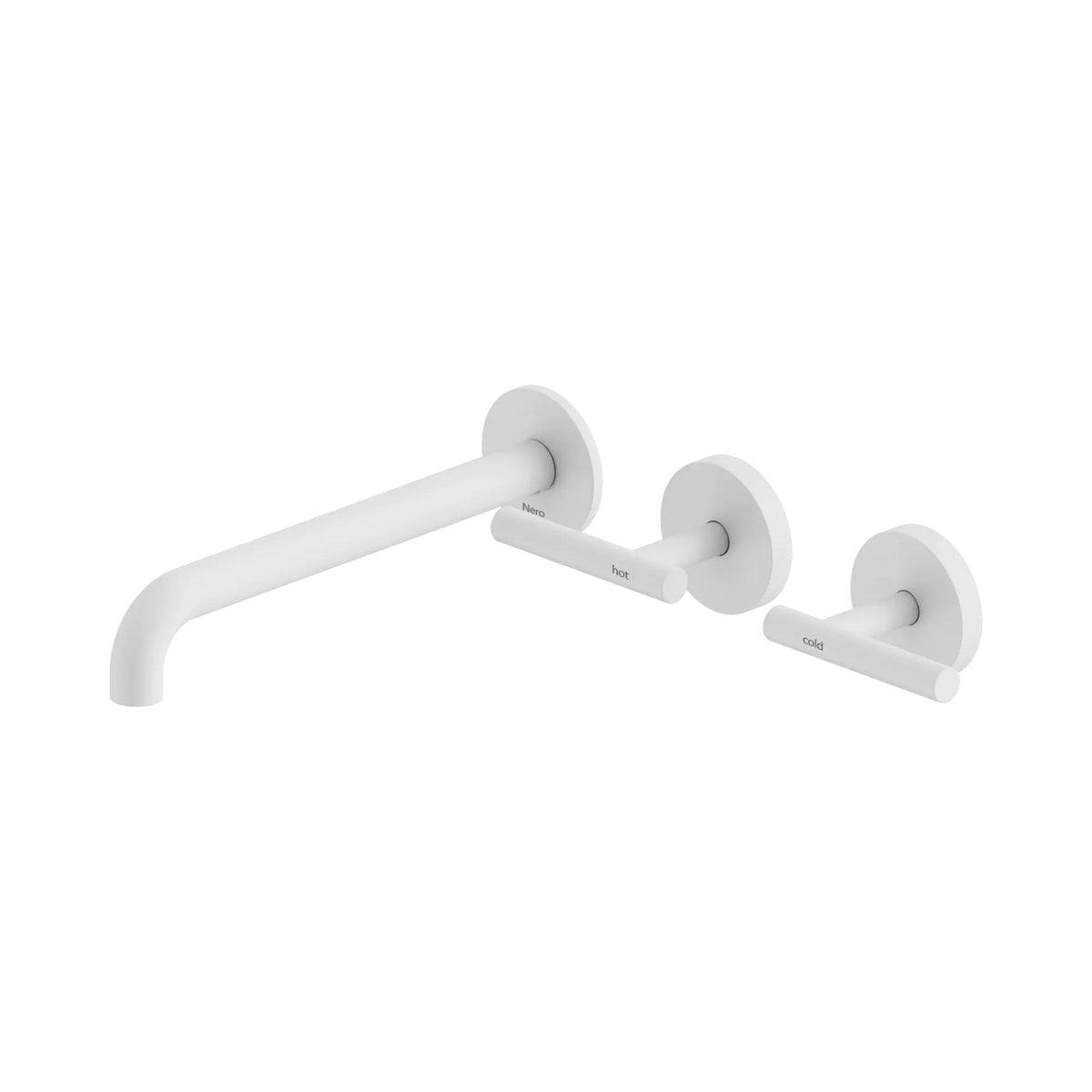 Nero Mecca Lever Wall Basin/Bath Set 220mm Offset Spout Matte White 25D011MW - The Blue Space