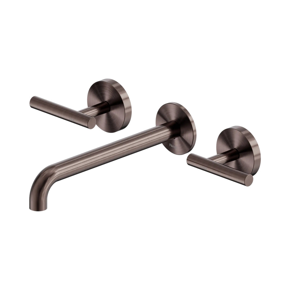 Nero Mecca Lever Wall Basin/Bath Set 220mm Spout Brushed Bronze