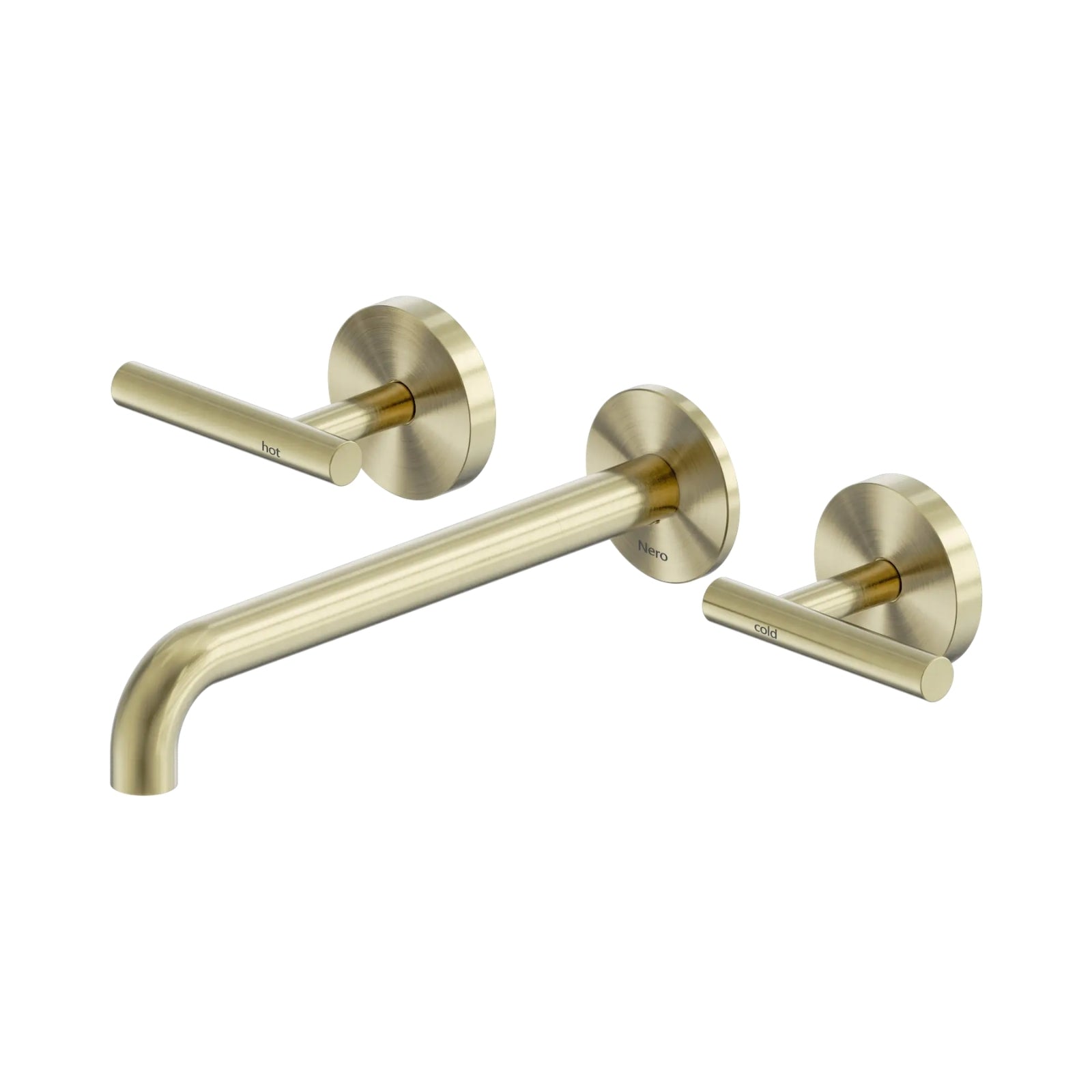 Nero Mecca Lever Wall Basin/Bath Set 220mm Spout Brushed Gold 25D008BG - The Blue Space