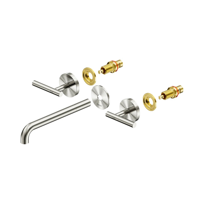 Nero Mecca Lever Wall Basin/Bath Set 220mm Spout Trim kits Only Brushed Nickel 25D021BN - The Blue Space