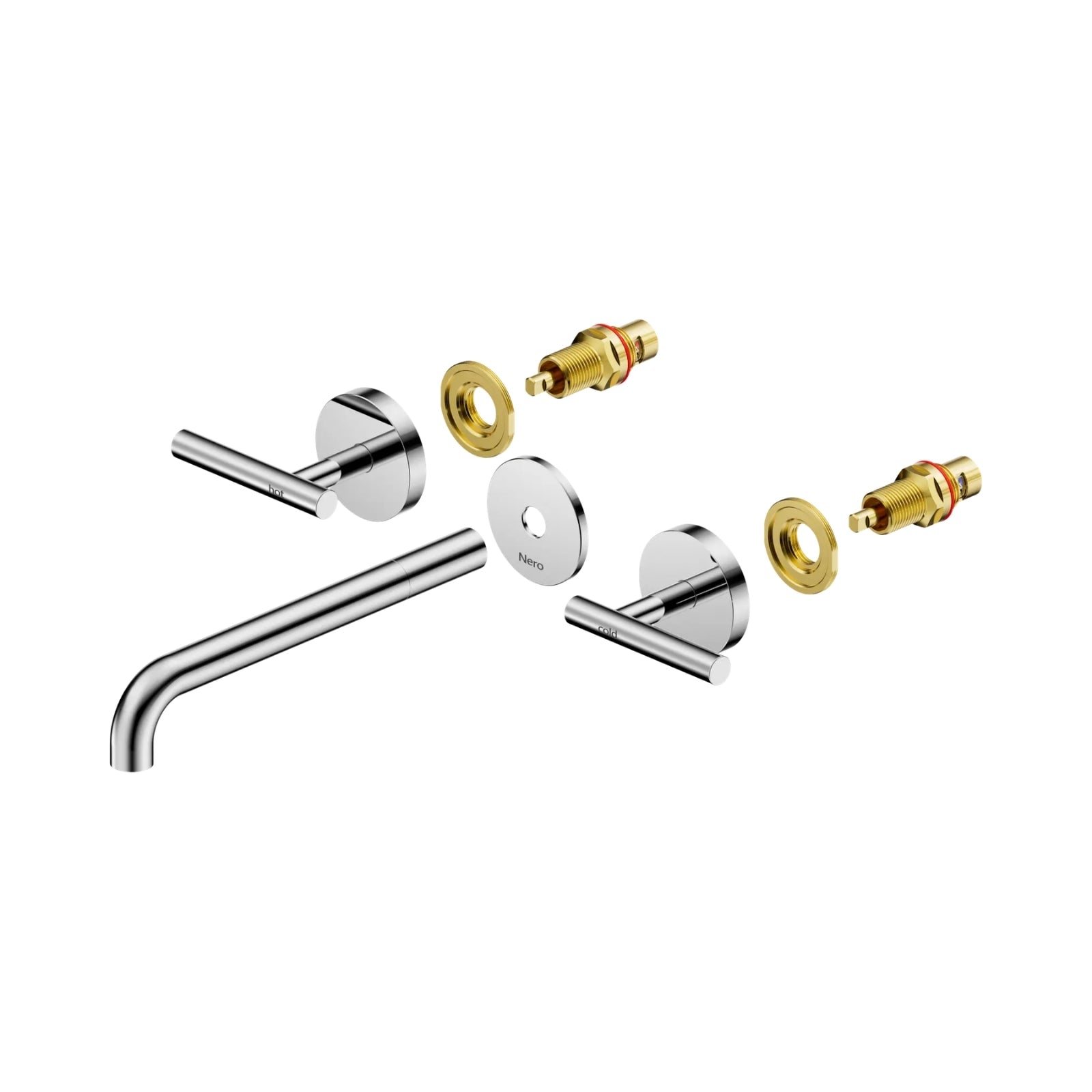 Nero Mecca Lever Wall Basin/Bath Set 220mm Spout Trim kits Only Chrome 25D021CH - The Blue Space
